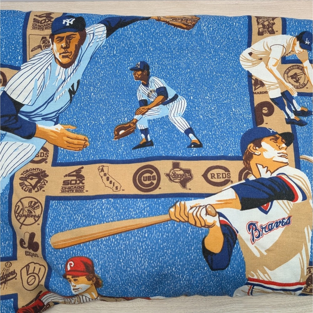 Vintage MLB Baseball Curtain Panels Sears Perma‑Prest 81x23 Sports Teams USA